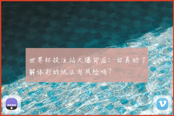 世界杯投注站火爆背后:你真的了解体彩的玩法与风险吗?
